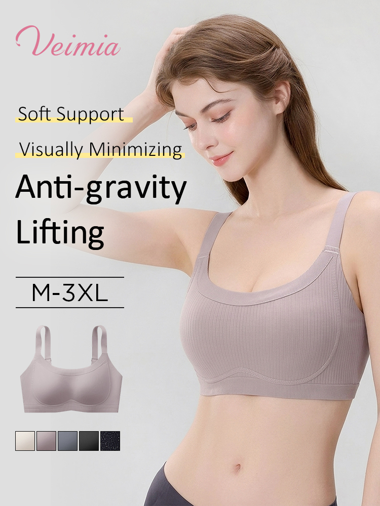 Enhanced Anti-sagging Bra Anti-gravity Pushes, Soft Support Visually Minimizing Cups & Breathable Comfort VEIMIA