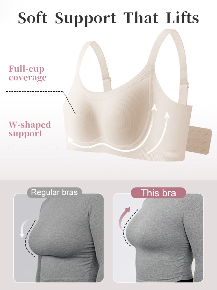 VEIMIA Wireless Anti-Sagging Bra W-support Lift, Visually Slimming & Breathable for All-Day Comfort