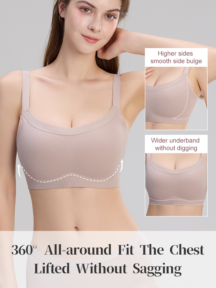 VEIMIA Wireless Anti-Sagging Bra W-support Lift, Visually Slimming & Breathable for All-Day Comfort