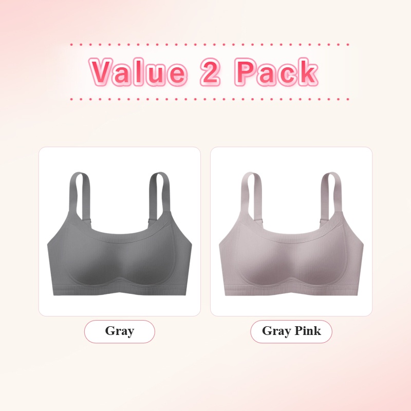 VEIMIA Soft Support Minimizer Bra Vertical Striped Slim Fit Wireless Full Coverage Lift Up Breast