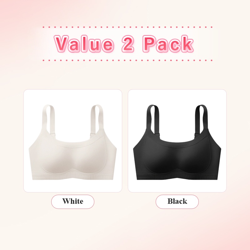 VEIMIA Soft Support Minimizer Bra Vertical Striped Slim Fit Wireless Full Coverage Lift Up Breast