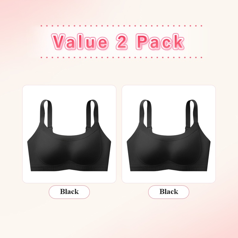 VEIMIA Soft Support Minimizer Bra Vertical Striped Slim Fit Wireless Full Coverage Lift Up Breast