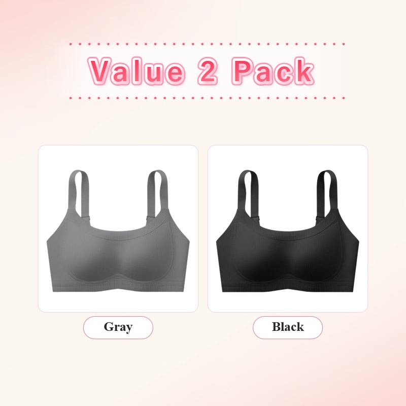 VEIMIA Soft Support Minimizer Bra Vertical Striped Slim Fit Wireless Full Coverage Lift Up Breast