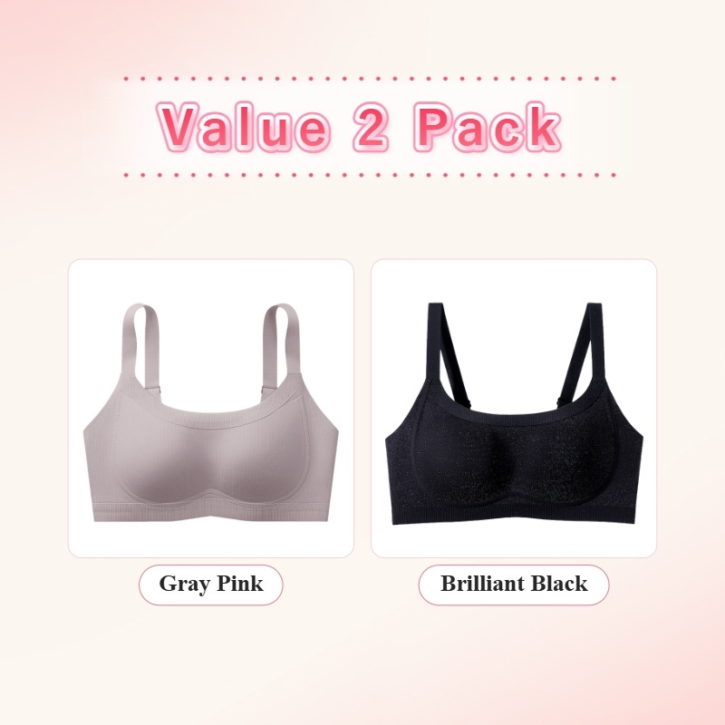 VEIMIA Soft Support Minimizer Bra Vertical Striped Slim Fit Wireless Full Coverage Lift Up Breast