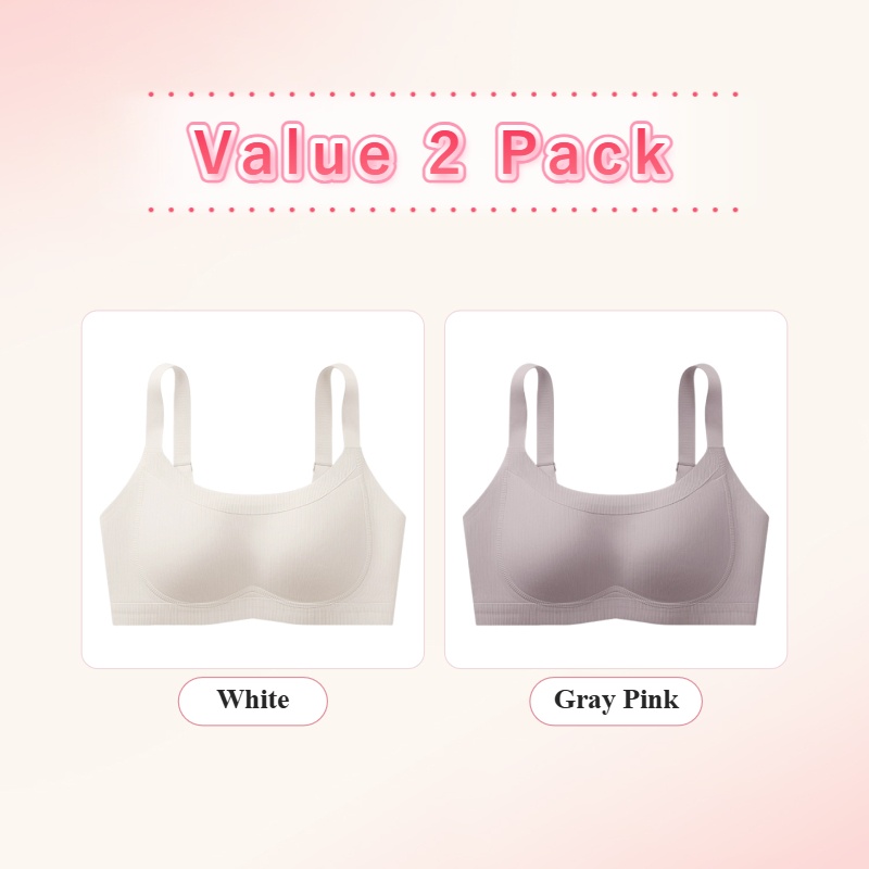 VEIMIA Soft Support Minimizer Bra Vertical Striped Slim Fit Wireless Full Coverage Lift Up Breast
