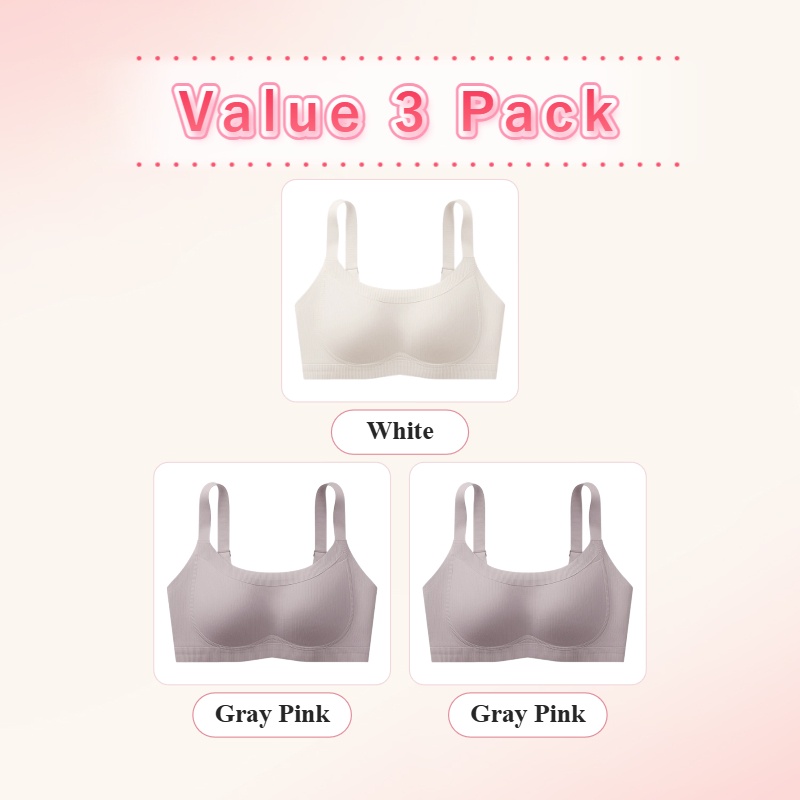 VEIMIA Soft Support Minimizer Bra Vertical Striped Slim Fit Wireless Full Coverage Lift Up Breast