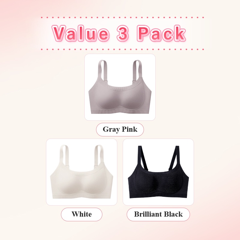 VEIMIA Soft Support Minimizer Bra Vertical Striped Slim Fit Wireless Full Coverage Lift Up Breast