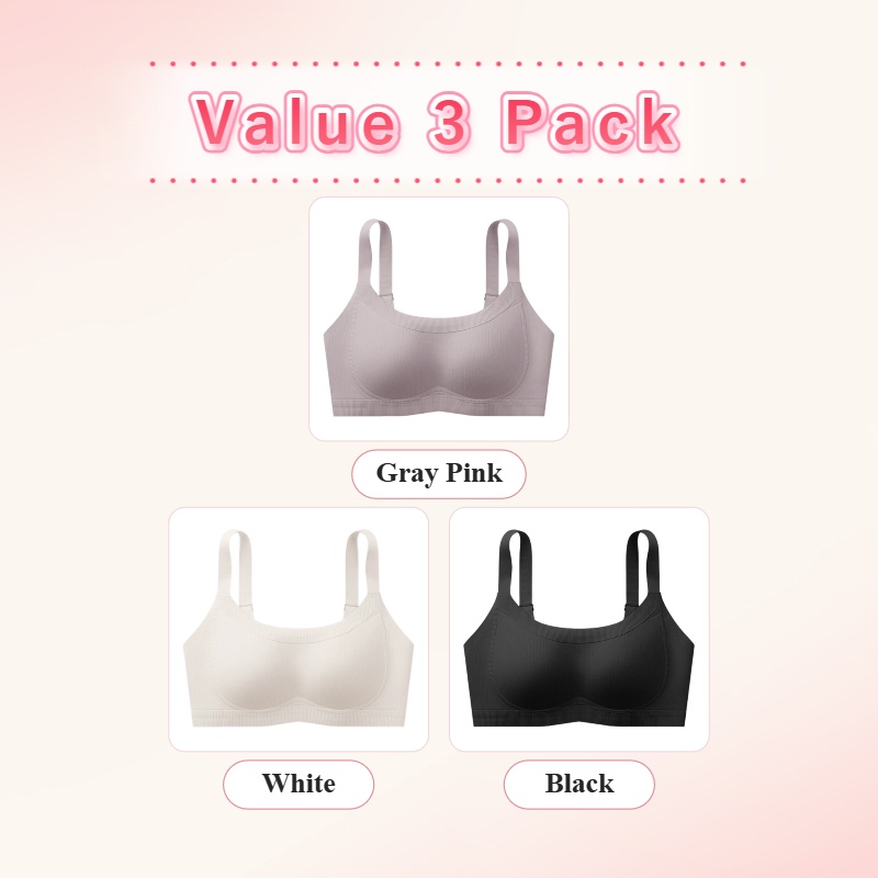 VEIMIA Soft Support Minimizer Bra Vertical Striped Slim Fit Wireless Full Coverage Lift Up Breast