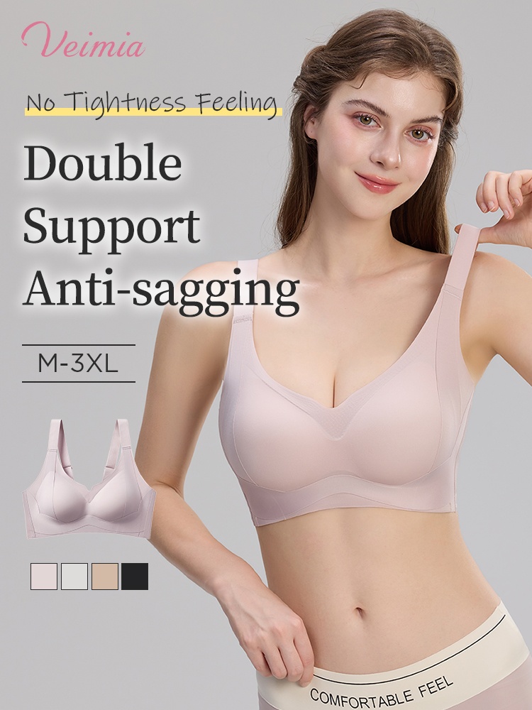 Enhanced Anti-sagging Bra W-shaped Dual Push-ups, Pressure-free 3D Cup & Smooth Seamless Silhouette VEIMIA
