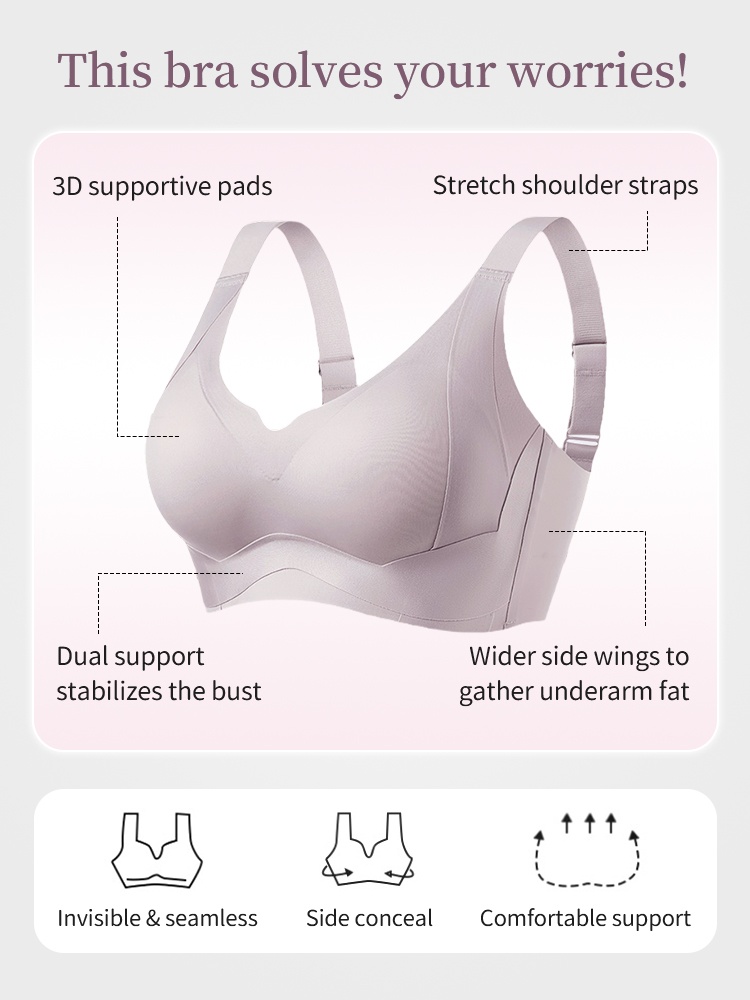 Enhanced Anti-sagging Bra W-shaped Dual Lift, Pressure-free 3D Shell & Smooth Seamless Silhouette VEIMIA
