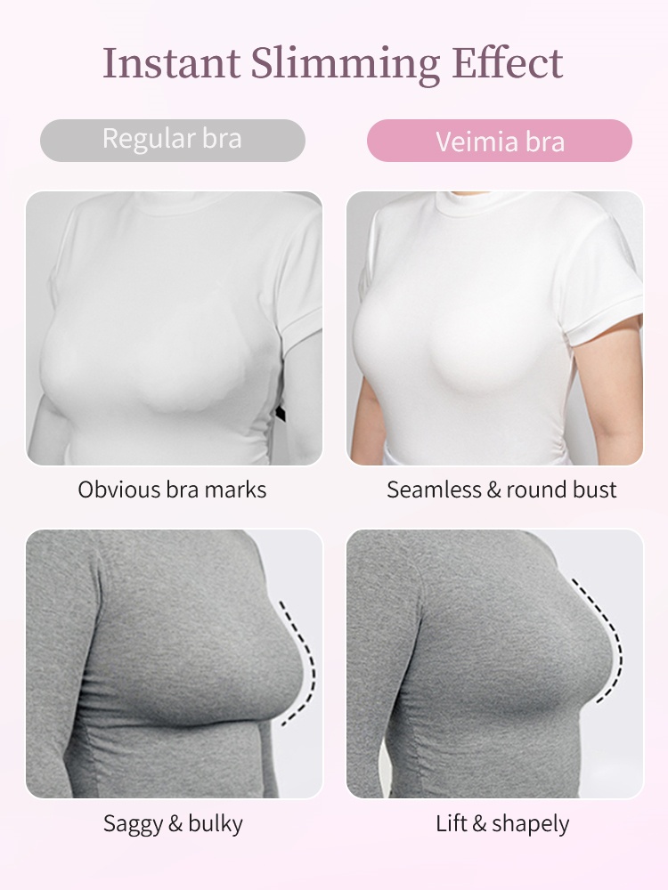 Enhanced Anti-sagging Bra W-shaped Dual Lift, Pressure-free 3D Shells & Smooth Seamless Silhouette VEIMIA

