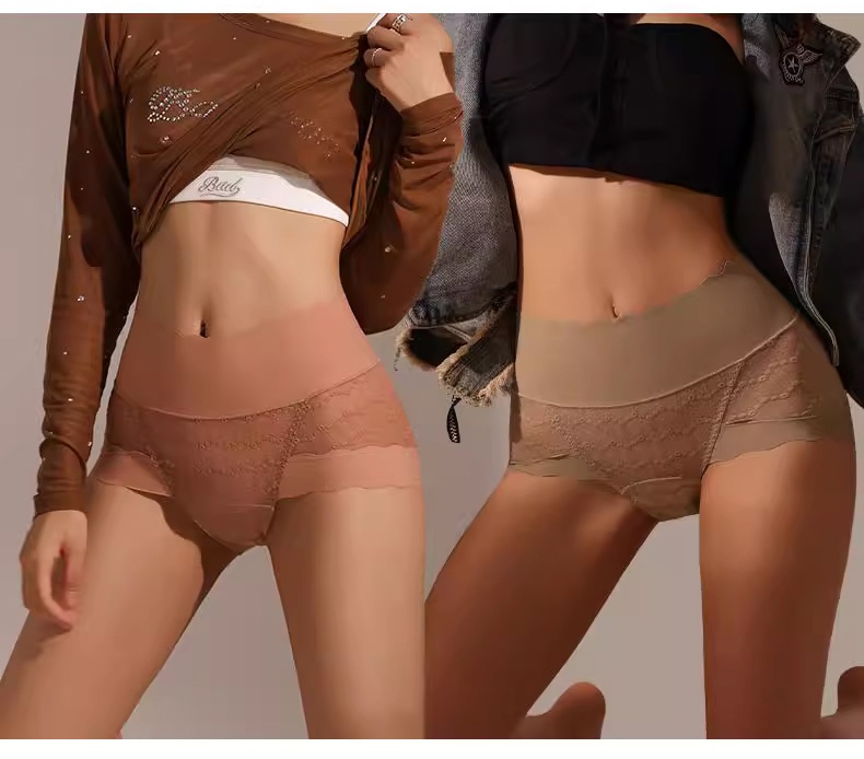 Seamless Sexy Lace Panties With Mulberry Silk Crotch Plus Size Breathable Thermal Change Underwear Color VEIMIA
