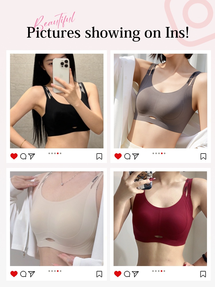 Social-style collage of customer photos wearing black, brown, beige and red bras VEIMIA
