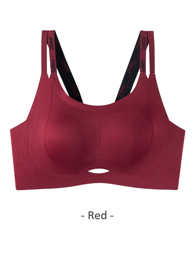Front product image of the dual-strap lifting bra in red VEIMIA
