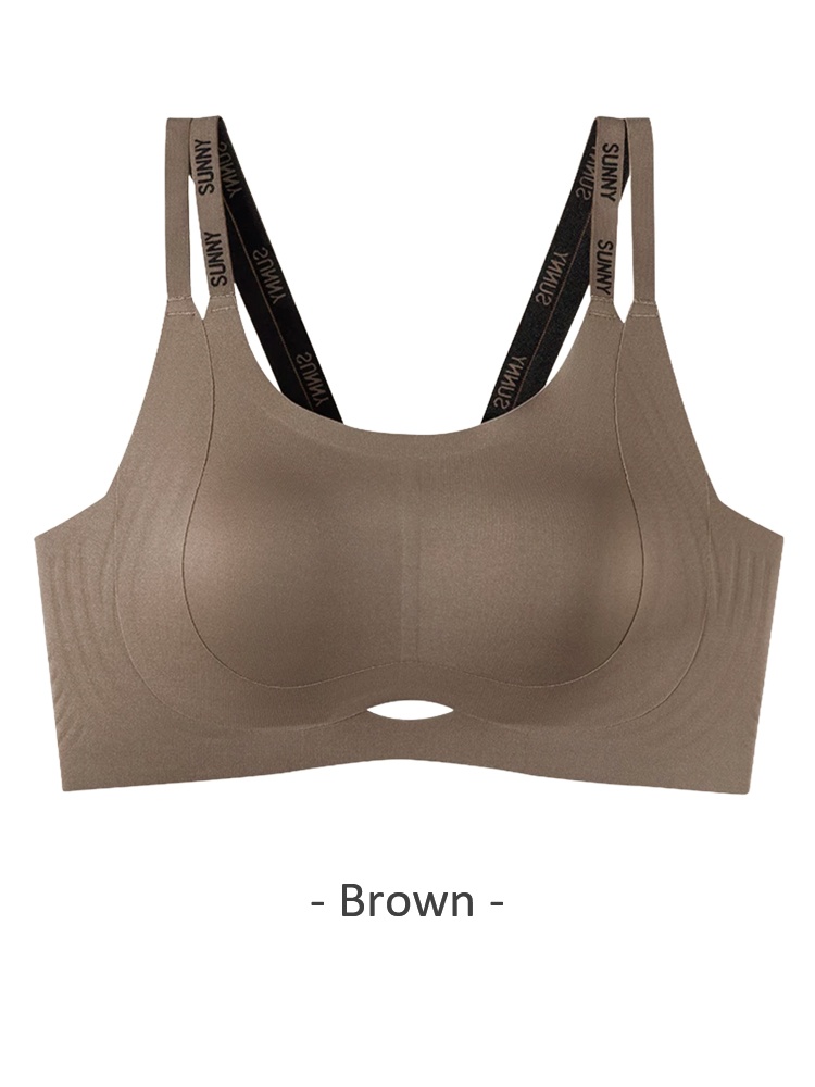 Front product image of the dual-strap lifting bra in brown VEIMIA