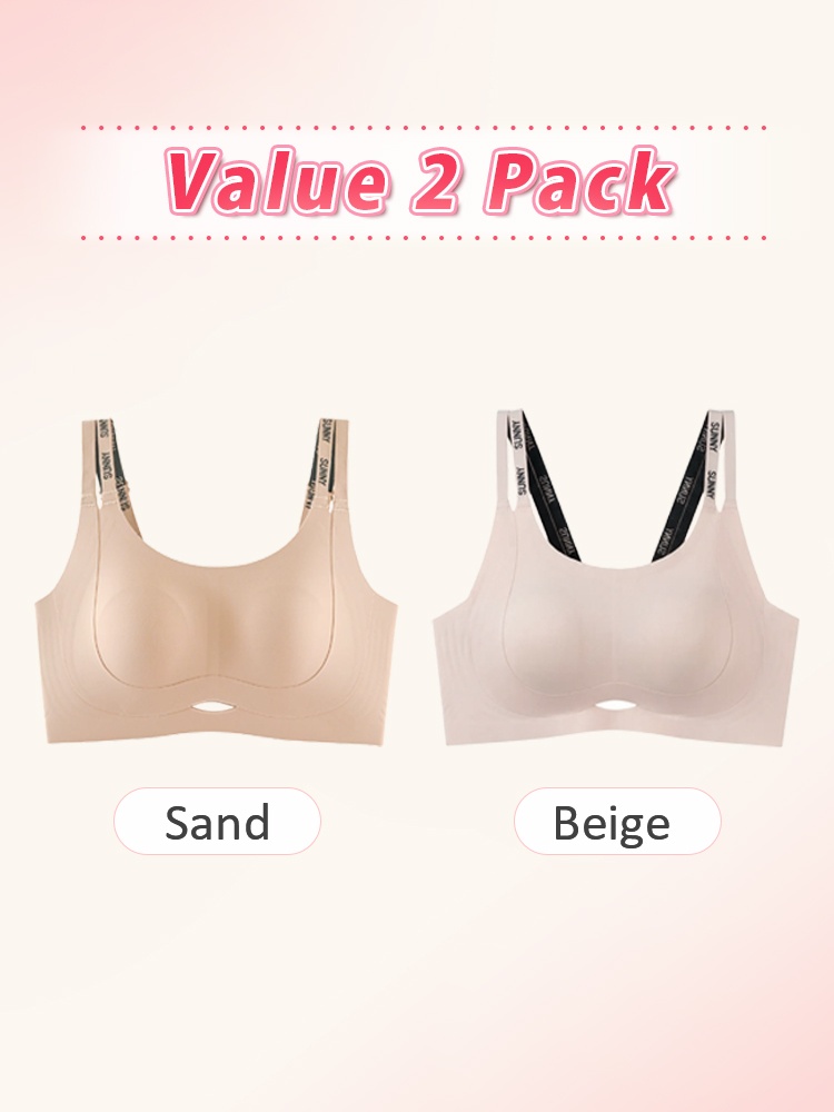 Value 2 pack dual-strap bras in sand and beige VEIMIA