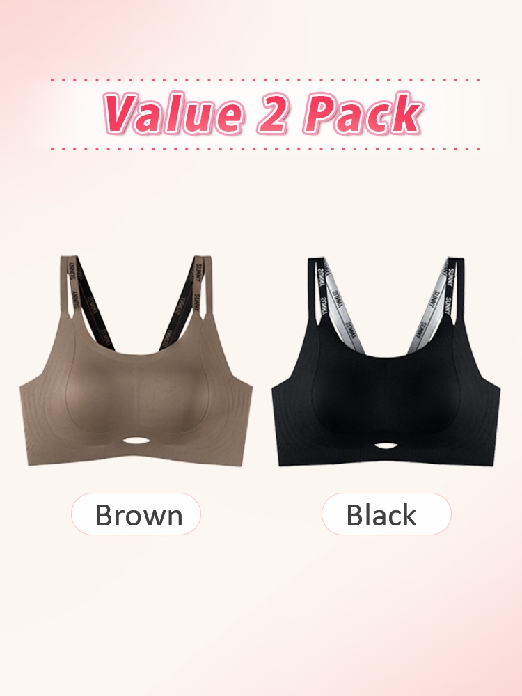 Value 2 pack dual-strap bras in brown and black VEIMIA