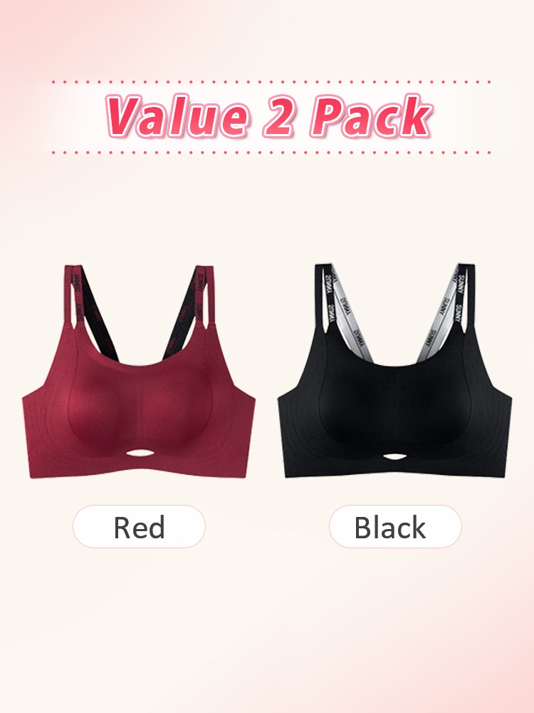 Value 2 pack dual-strap bras in red and black VEIMIA