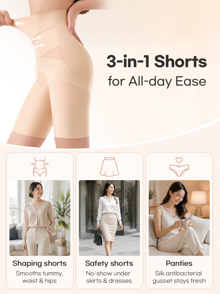 Three-in-one shaping shorts use guide for skirts dresses and daily wear VEIMIA