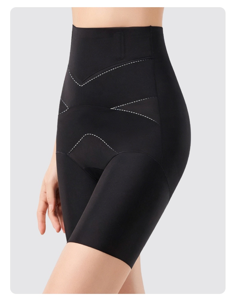 Side view of model wearing black high waist shaping shorts VEIMIA