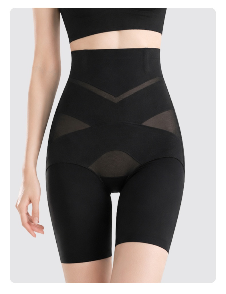 Front view of model wearing black high waist shaping shorts VEIMIA