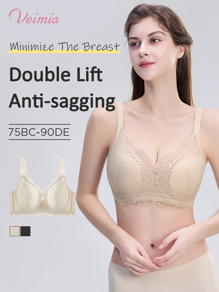 Firm-support Anti-sagging Bras With Soft Wire, Minimizing Fits & Elegant Lace Trims VEIMIA
