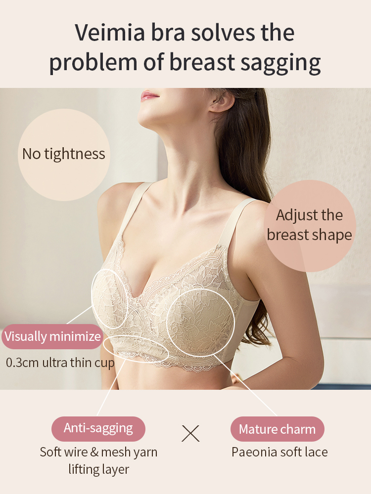 Firm-support Anti-sagging Bras With Soft Wires, Minimizing Fits & Elegant Lace Trim VEIMIA