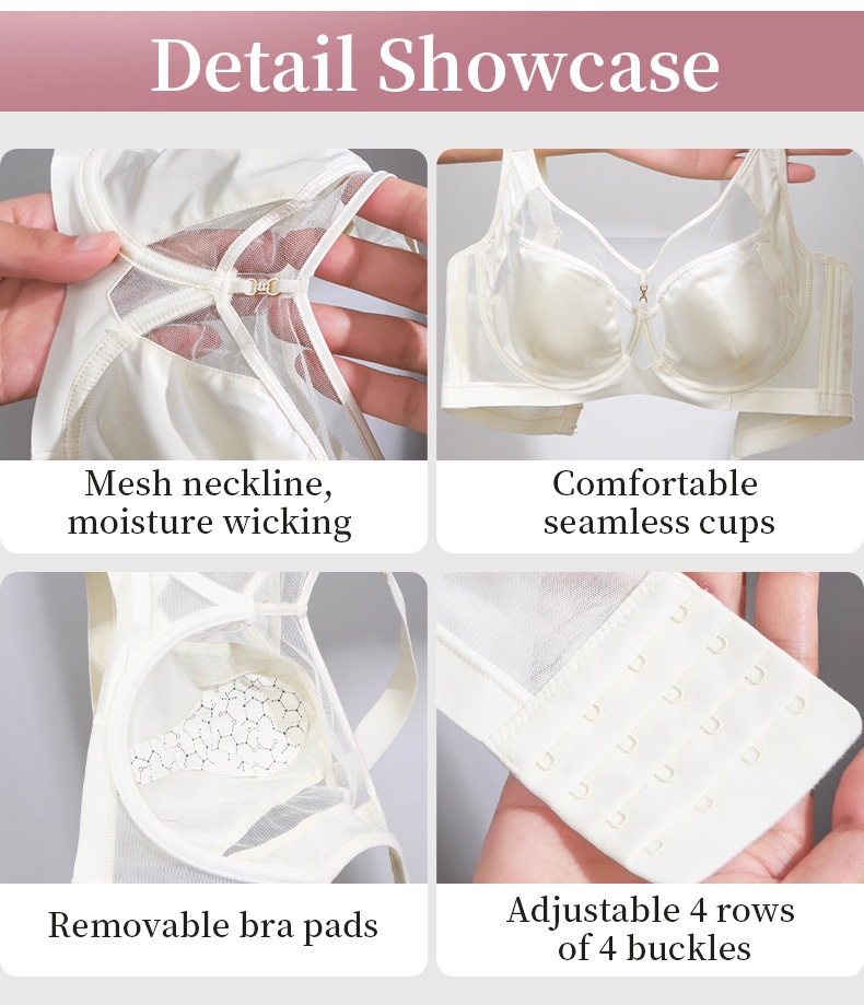 Flattering Anti-sagging Bra Soft Wire Supports, Satin Fabric & Ultra-thin Designs For Slimming VEIMIA