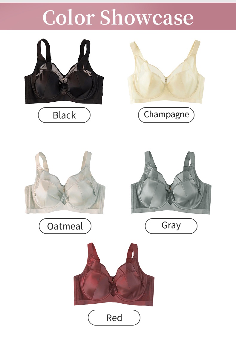 Flattering Anti-sagging Bra Soft Wire Supports, Satin Fabrics & Ultra-thin Design For Slimming VEIMIA