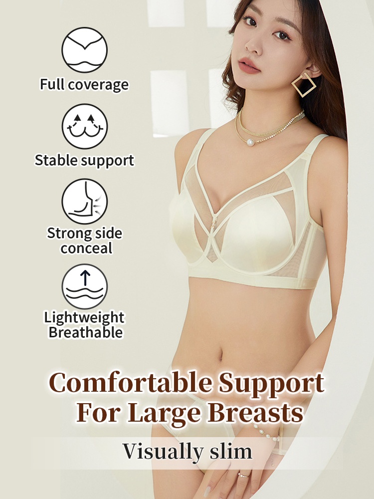 Flattering Anti-sagging Bra Soft Wires Supports, Satin Fabric & Ultra-thin Designs For Slimming VEIMIA

