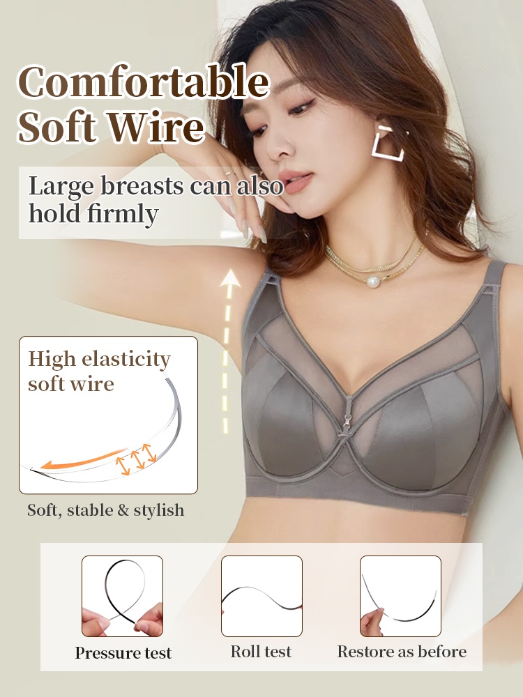 Flattering Anti-sagging Bras Soft Wire Supports, Satin Fabric & Ultra-thin Design For Slimming VEIMIA
