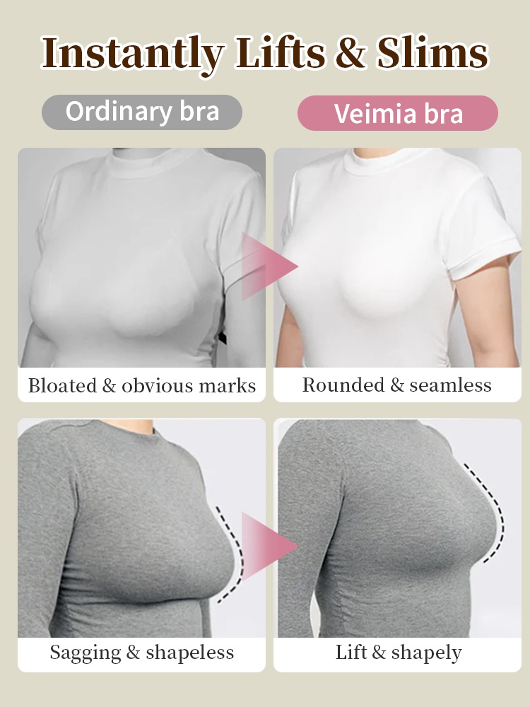 Flattering Anti-sagging Bras Soft Wire Supports, Satin Fabric & Ultra-thin Designs For Slimming VEIMIA
