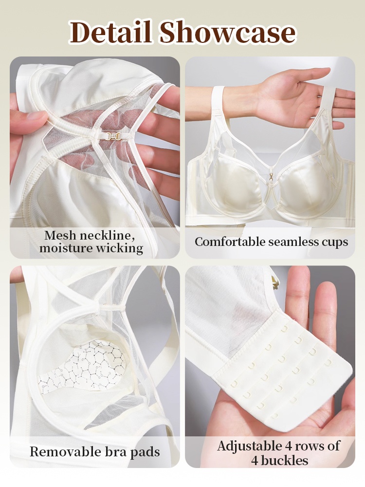 Flattering Anti-sagging Bras Soft Wires Supports, Satin Fabric & Ultra-thin Design For Slimming VEIMIA
