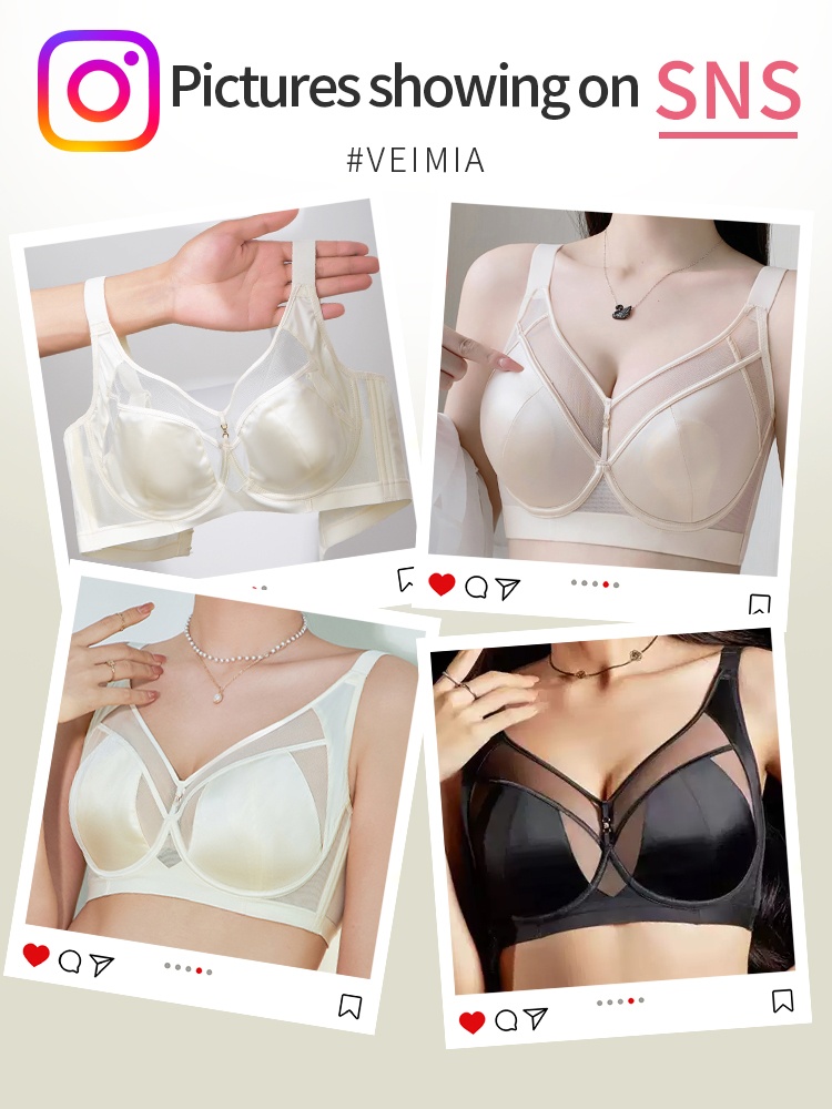 Flattering Anti-sagging Bras Soft Wires Supports, Satin Fabric & Ultra-thin Designs For Slimming VEIMIA
