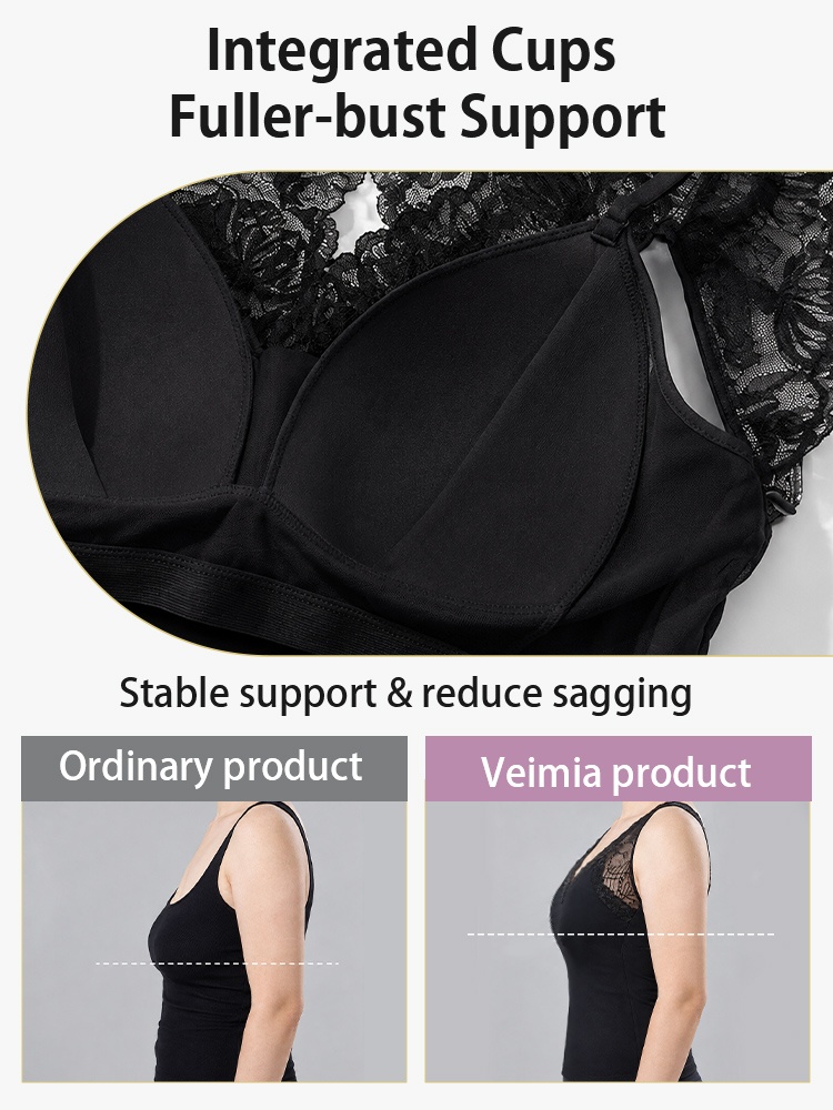 Feature graphic showing integrated cups and fuller bust support design VEIMIA