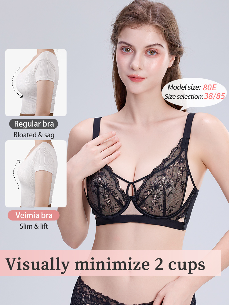 Floral Lace Bra Delicate & Sophistication, Airy Shaping Structure & Gentle Skin-friendly Wear VEIMIA