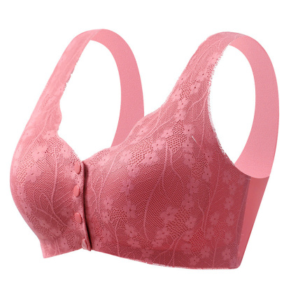 Red Color Seamless Lace Front Closure Anti-sagging Bra For Women Elastic Straps VEIMIA