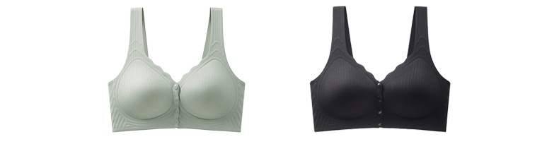 3D cups Easy Put on and Take off Wireless Front Closure Bras green and black color Veimia