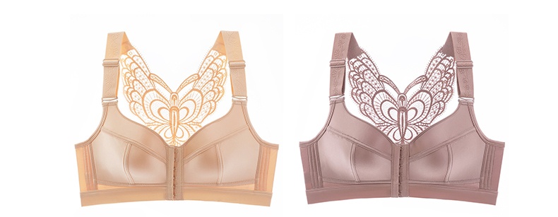 High Side Wings Plus Size Push Up Easy Wear Front Closure Bras Beige & Pink Color VEIMIA