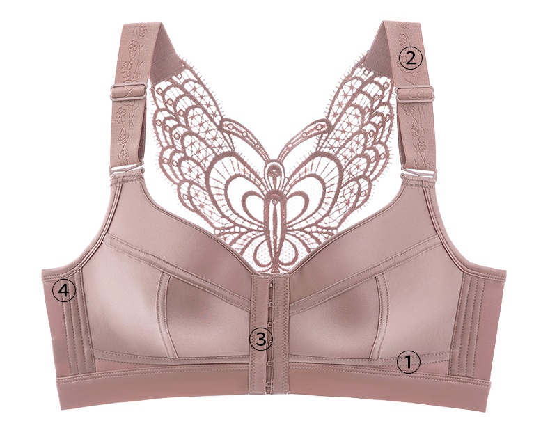 Show Off Butterfly Beautiful Back Plus Size Easy Wear Front Closure Bra VEIMIA