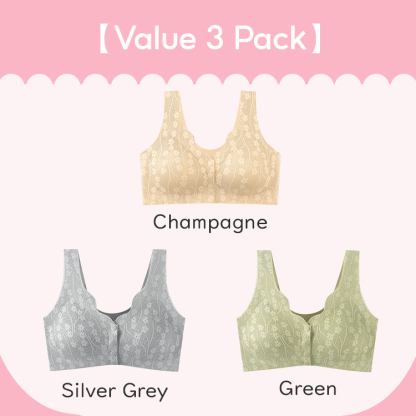 3 Pieces Set Front Closure Anti-sagging Seamless Bra For Woman VEIMIA