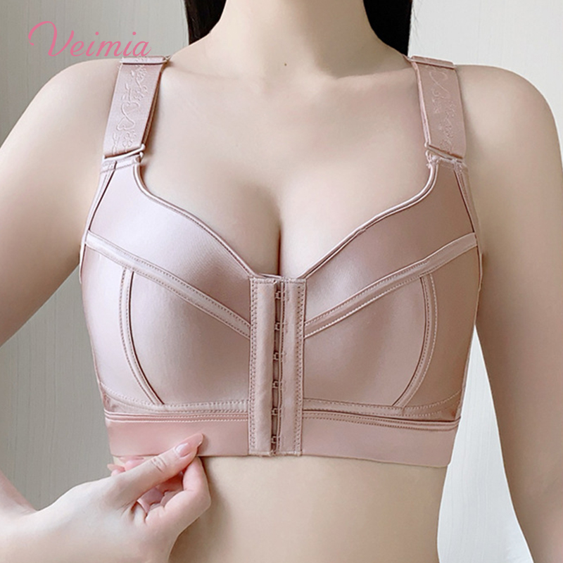 Show Off Beautiful Back Plus Size Push Up Front Closure Bra VEIMIA