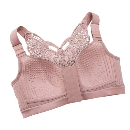 Show Off Butterfly Beautiful Back Plus Size Push Up Front Closure Bra With Message Particles VEIMIA
