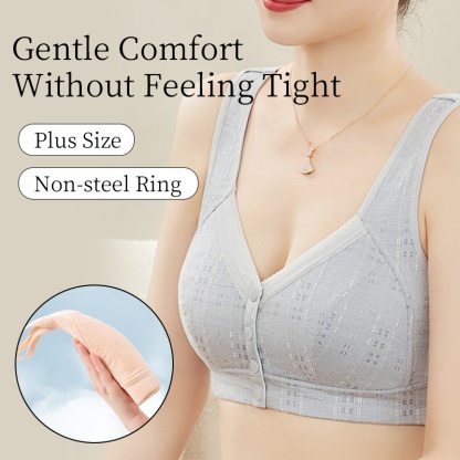 Front Closure Wireless Bras Vest Style Plus Size Comfort Cotton Cup Anti-sagging VEIMIA
