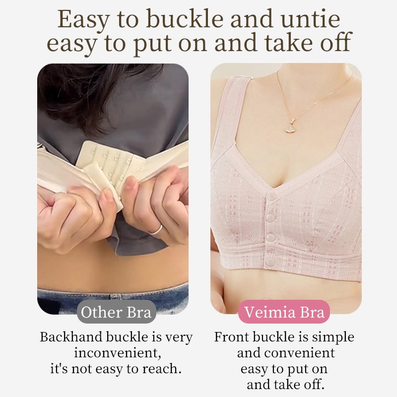 Front Closure Wireless Bras Vest Style Comfort 100% Cotton Cup Anti-sagging VEIMIA