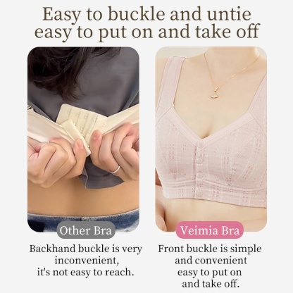 Front Closure Wireless Bras Vest Style Comfort 100% Cotton Cup Anti-sagging VEIMIA