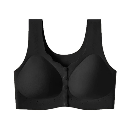 Black Color Ultra Breathable Easy Put on And Take Off Front Closure Bra For Elderly Women U shaped Back VEIMIA