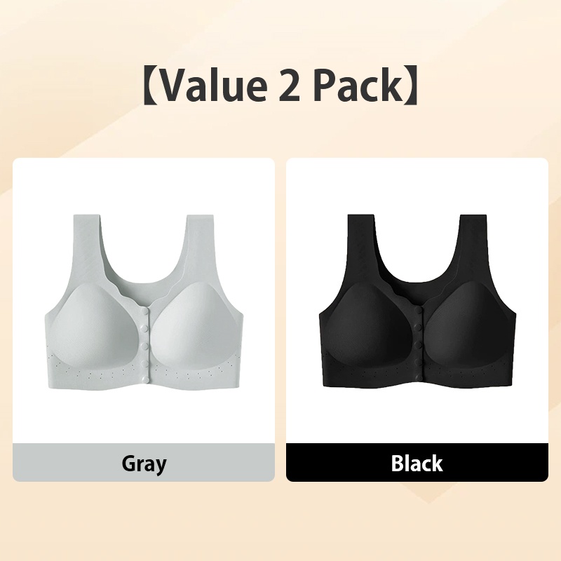 2 Pieces Sets Ultra Breathable Easy Put on And Take Off Front Closure Bra For Elderly Women VEIMIA