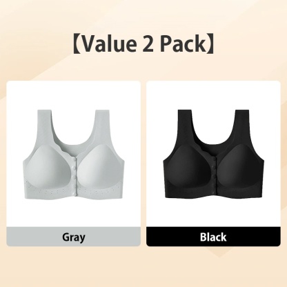 2 Pieces Sets Ultra Breathable Easy Put on And Take Off Front Closure Bra For Elderly Women VEIMIA