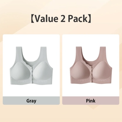 2 Pieces Set Ultra Breathable Easy Put on And Take Off Front Closure Bra For Women VEIMIA